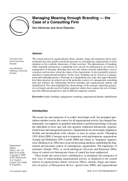 Managing Meaning through Branding &mdash; the Case of a Consulting Firm