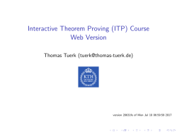 Interactive Theorem Proving (ITP) Course