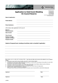 Application to Hold an Event/Wedding on a Reserve.