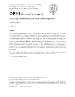 Inequality, Interactions, and Human Development Suman Seth