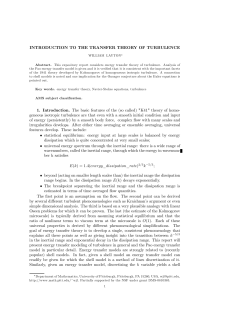 INTRODUCTION TO THE TRANSFER THEORY OF TURBULENCE