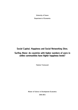 MSc Development Economics - Social Capital, Happiness and