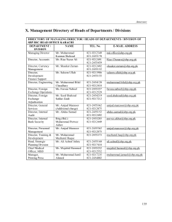 X. Management Directory of Heads of