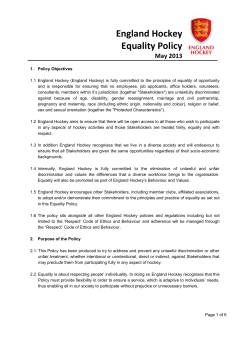 England Hockey Equality Policy May 2013