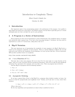 Introduction to Complexity Theory