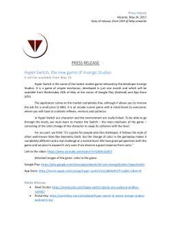 PRESS RELEASE Hyper Switch, the new game of Inverge Studios