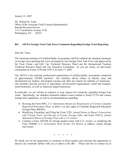 AICPA Letter and Comments to IRS on Foreign Trust Reporting Issues