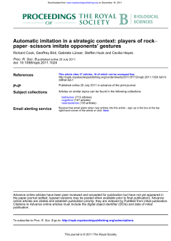 Players of Rock-Paper-Scissors imitate opponents` gestures.