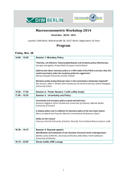 Macroeconometric Workshop 2014 November, 28/29