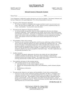 Informed Consent to Chiropractic Treatment