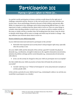 Participation 101: Making it Work and When to Move On