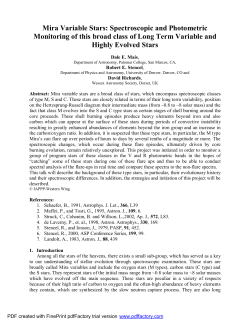 Mira Variable Stars: Spectroscopic and - FG