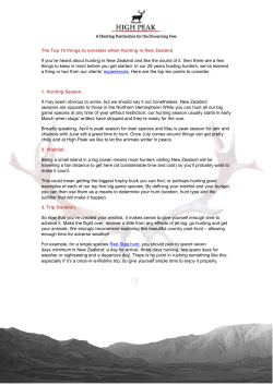 The Top 10 things to consider when Hunting in New