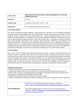 Course title Beyond Neoclassical Economics: Financial Regulation