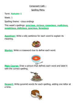 Autumn term spellings unit