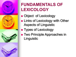 FUNDAMENTALS OF LEXICOLOGY