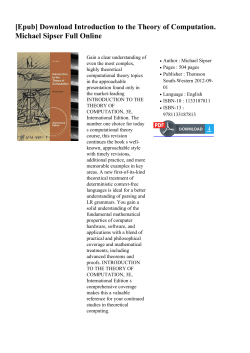 Introduction to the Theory of Computation