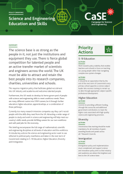 Priority Actions Science and Engineering Education and Skills