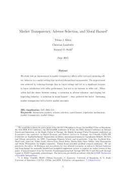 Adverse Selection and Moral Hazard in Online Markets