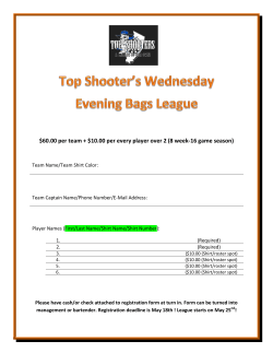 $60.00 per team + $10.00 per every player over 2 (8 week