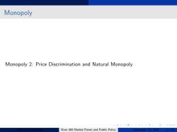 Econ 465 Market Power and Public Policy