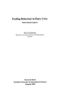 Feeding Behaviour in Dairy Cows - Epsilon Open Archive