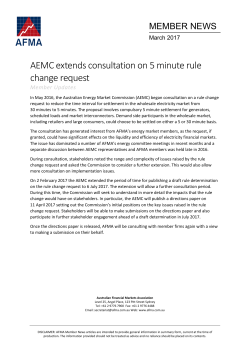AEMC extends consultation on 5 minute rule change request