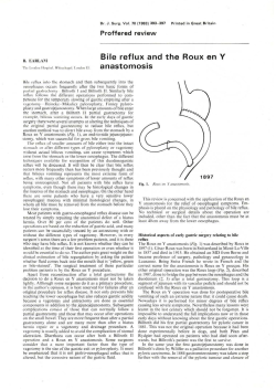 Bile reflux and the Roux en Y anastomosis