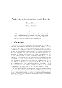 Possibilities without possible worlds/histories - Philsci