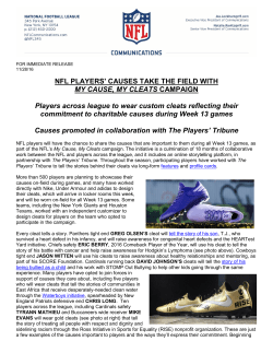 NFL PLAYERS` CAUSES TAKE THE FIELD WITH MY CAUSE, MY