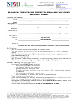4000 NEWH PRODUCT DESIGN COMPETITION SCHOLARSHIP