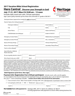 2017 Vacation Bible School Registration Hero Central Discover your