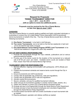 Request for Proposals TENNIS TOURNAMENT DIRECTOR