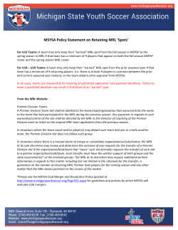 MSYSA Policy on Returning Teams 2017