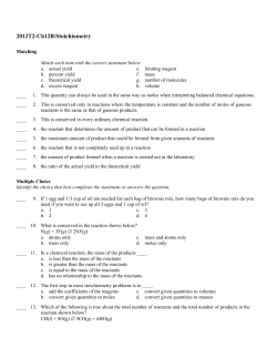 2012T2-Ch12B/Stoichiometry Answer Section