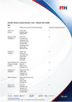 HOCKEY WORLD LEAGUE ROUND 1 2016 &ndash; VENUES AND