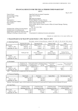 Financial results for the fiscal period ended March 31, 2017