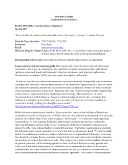 Bowdoin College Department of Economics ECON 3533: Behavioral