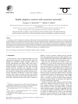 Stable adaptive control with recurrent networks