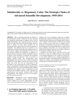 Subalternity vs. Hegemony, Cuba: The Strategic Choice of