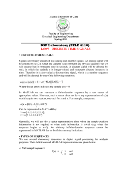 DSP Laboratory (EELE 4110) Lab#5 DISCRETE TIME SIGNALS