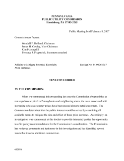 Tentative Order - Pennsylvania Public Utility Commission