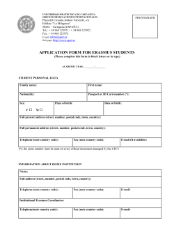 application form for erasmus students - International Office