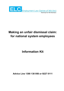 Unfair Dismissal - Employment Law Centre of WA