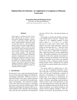 Optimal Data Set Selection - UW Computer Sciences User Pages
