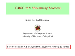 CMSC 451: Minimizing Lateness - UMD Department of Computer