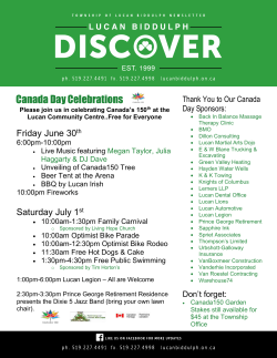 Please join us in celebrating Canada`s 150 th at the Lucan