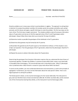 AGRON/GEN 309 GENETICS PROBLEM THREE &ndash; Mendelian