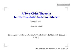 A Two-Cities Theorem for the Parabolic Anderson Model