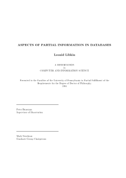 ASPECTS OF PARTIAL INFORMATION IN DATABASES Leonid Libkin